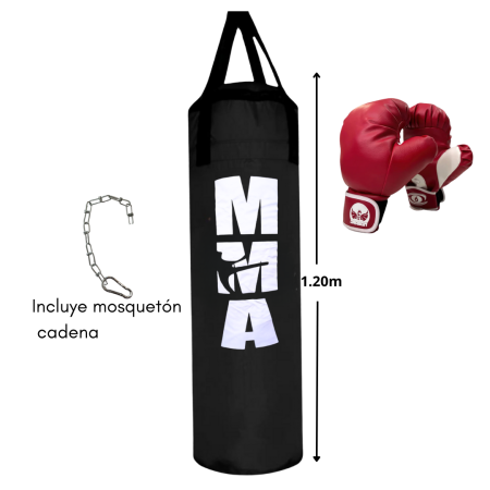 Kit - Saco 1.20 metros+ 1 Par de Guantes de Boxeo Dragon sacos de boxeo para casa