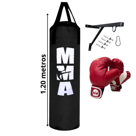 Kit - Saco de boxeo 1.20m + 1 Par de Guantes de Boxeo + Soporte para sacos de boxeo
