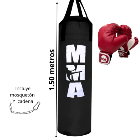 Saco de boxeo de 1.50 metros + 1  par de guantes de boxeo AMATEUR
