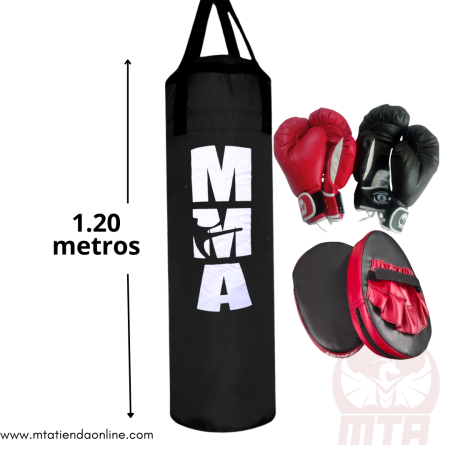 Saco de boxeo 1.20 m grande con 2 pares de guantes de boxeo y golpeadores