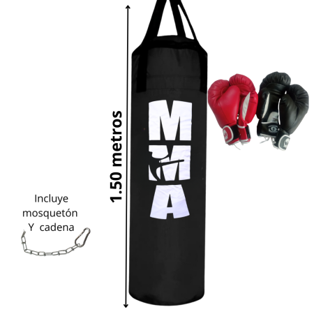 kit Saco de Boxeo  de 1.50m con 2 Pares de Guantes de boxeo amateur
