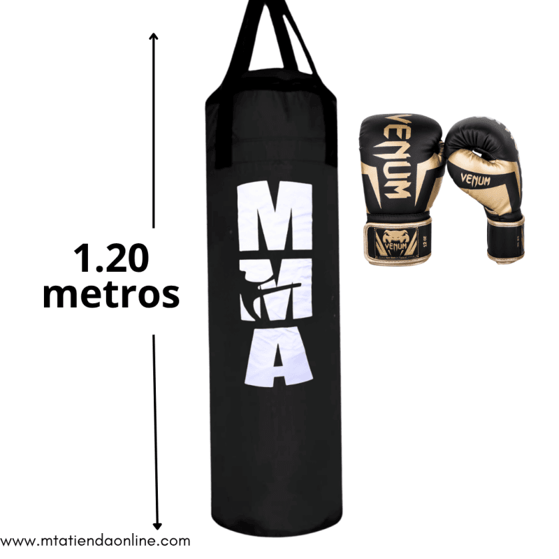 combo saco de boxeo 1.20m  + 1 pares de guantes de boxeo pro